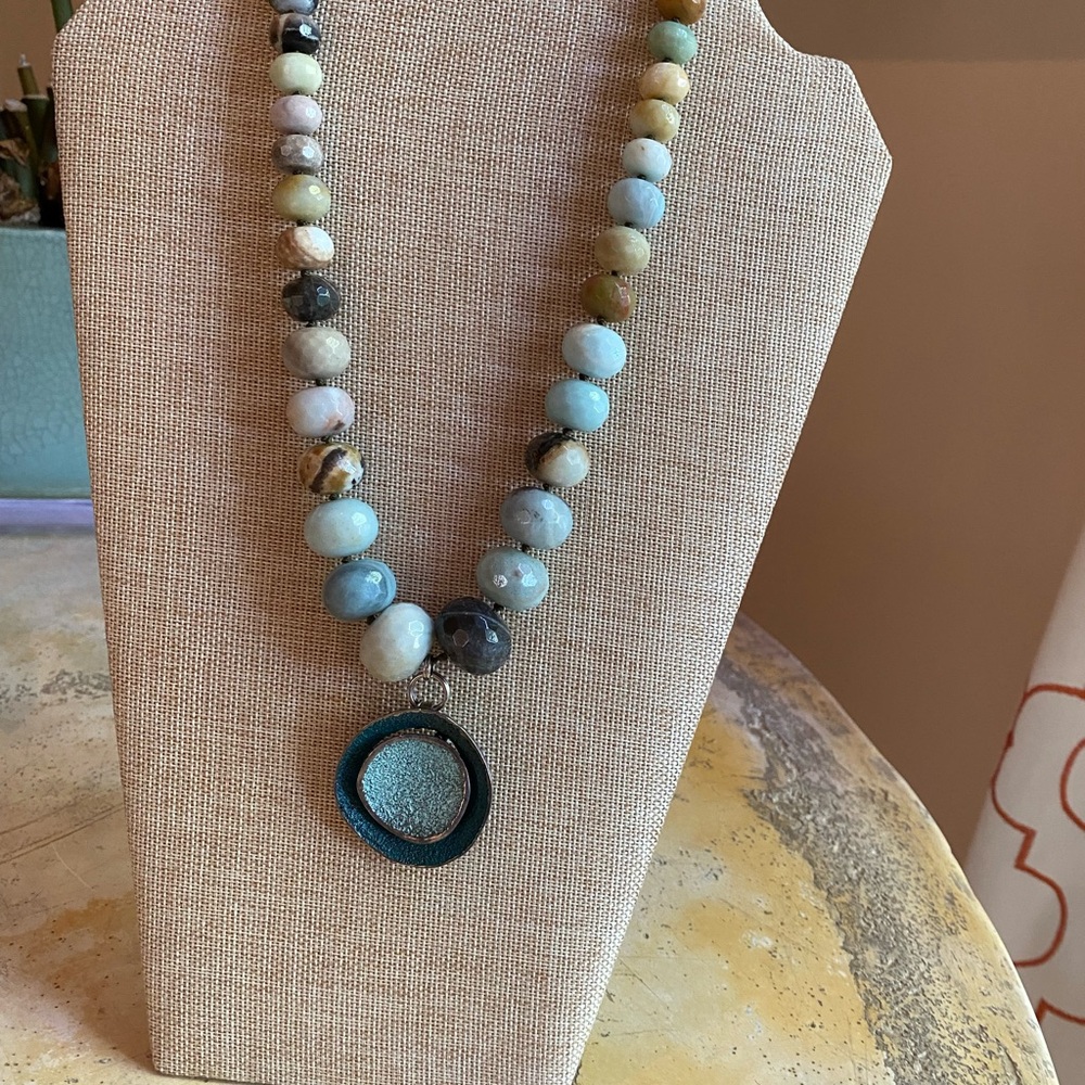 Elegant Blue Beaded Necklace.